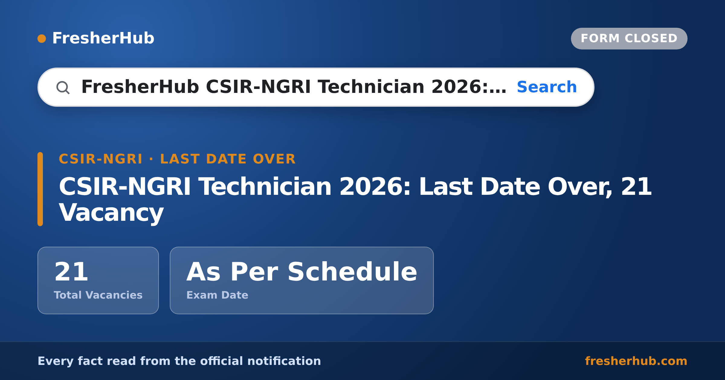 CSIR-NGRI Technician 2026: Last Date Over, 21 Vacancy — official notification highlights
