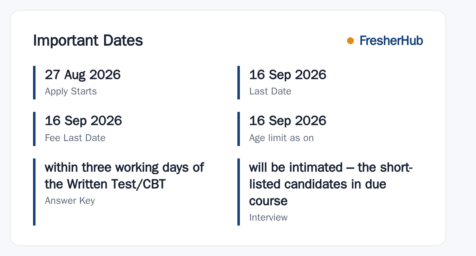 ISRO Scientist/Engineer SC Recruitment 2026 important dates