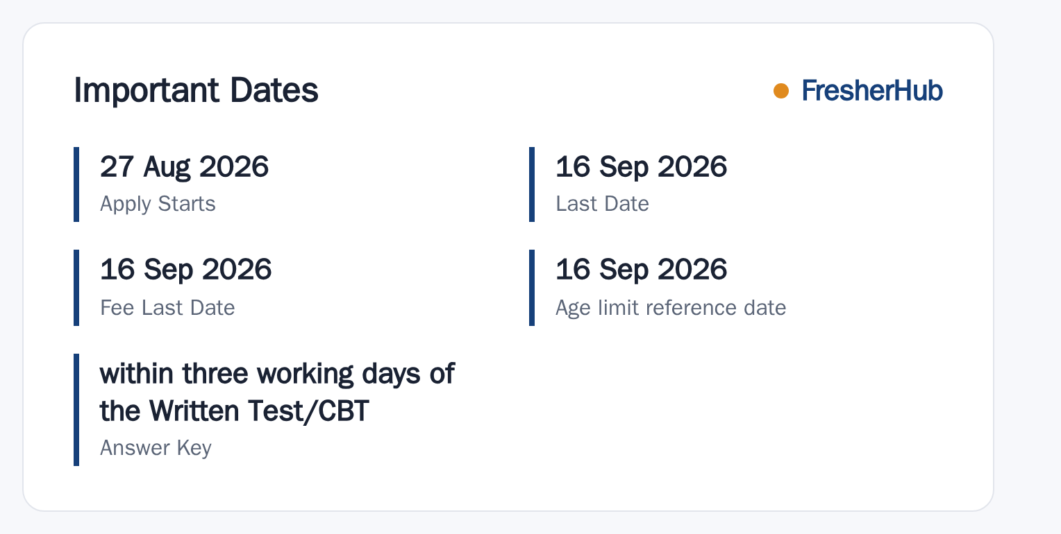 ISRO Scientist/Engineer 'SC' Recruitment 2026 important dates