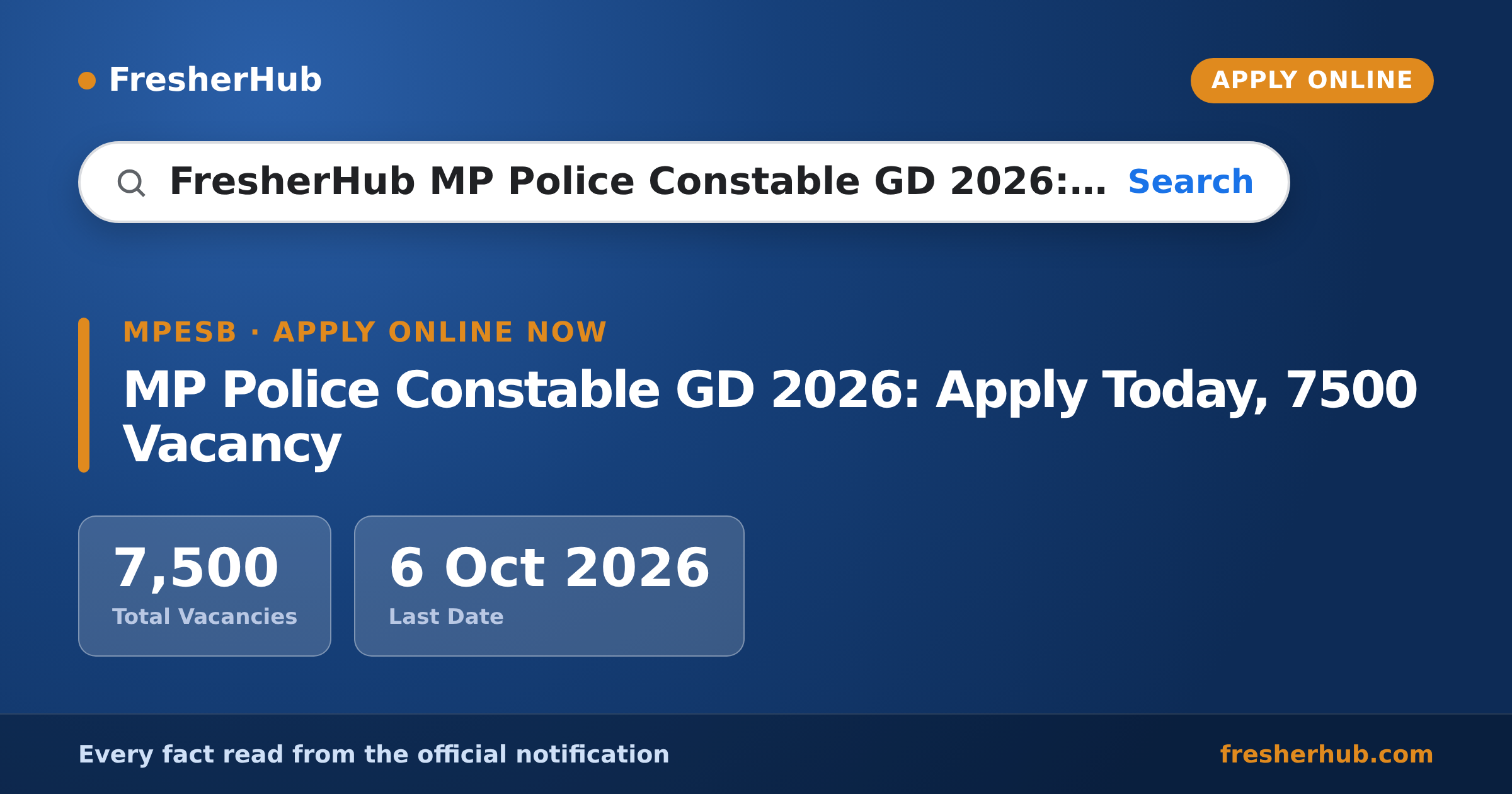MP Police Constable GD 2026: Apply Today, 7500 Vacancy — official notification highlights