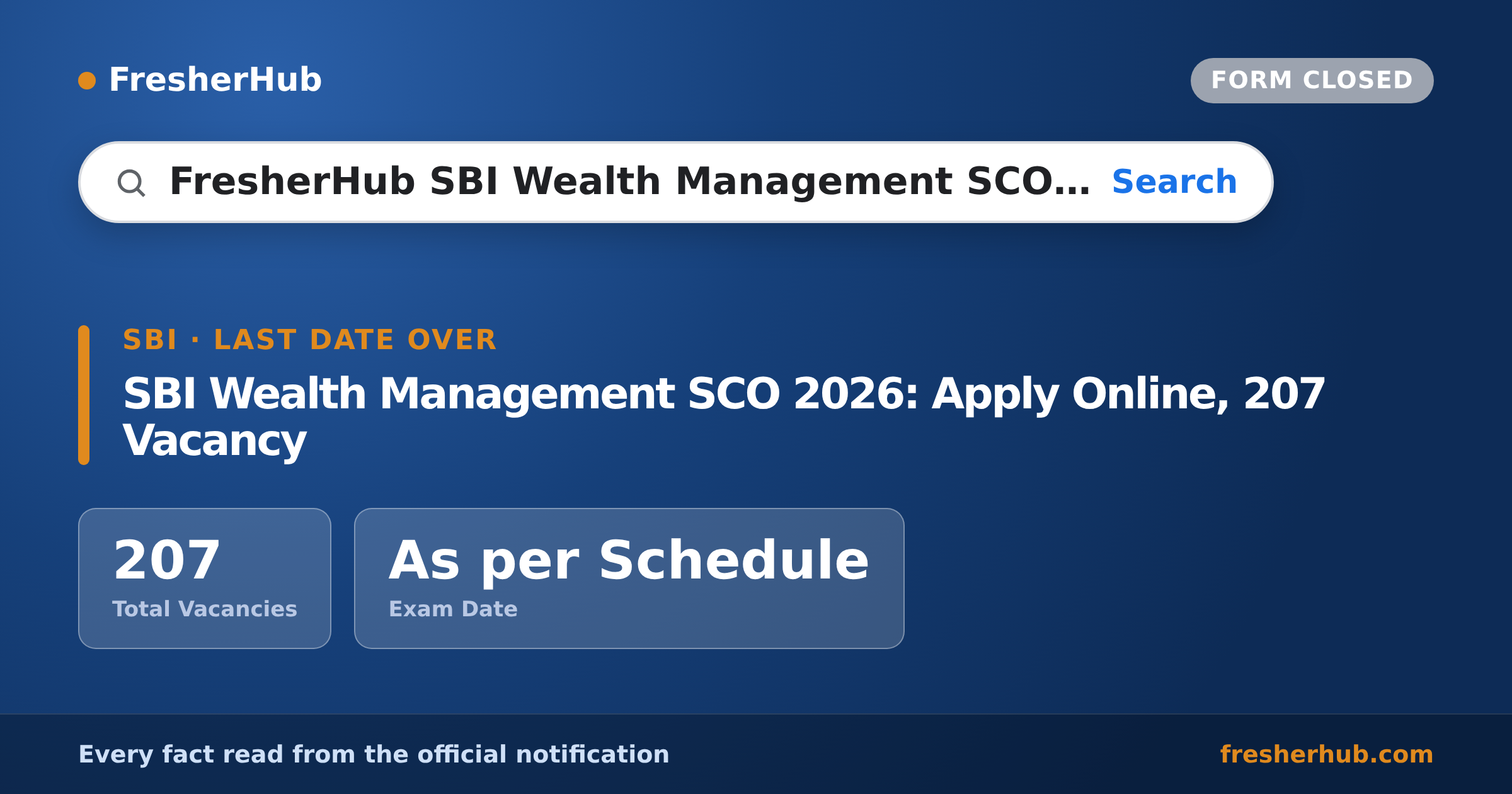 SBI Wealth Management SCO 2026: Apply Online, 207 Vacancy — official notification highlights